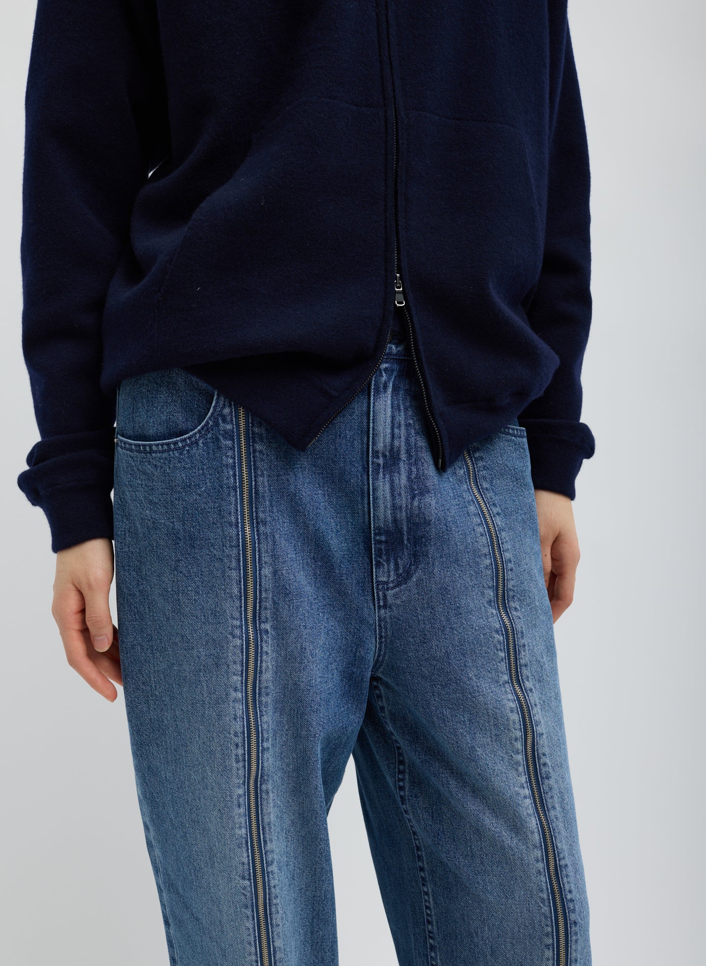 Zippered Denim Jogger - Image 3